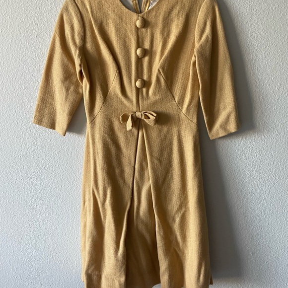 Vintage Yellow Dress with Bow Detail